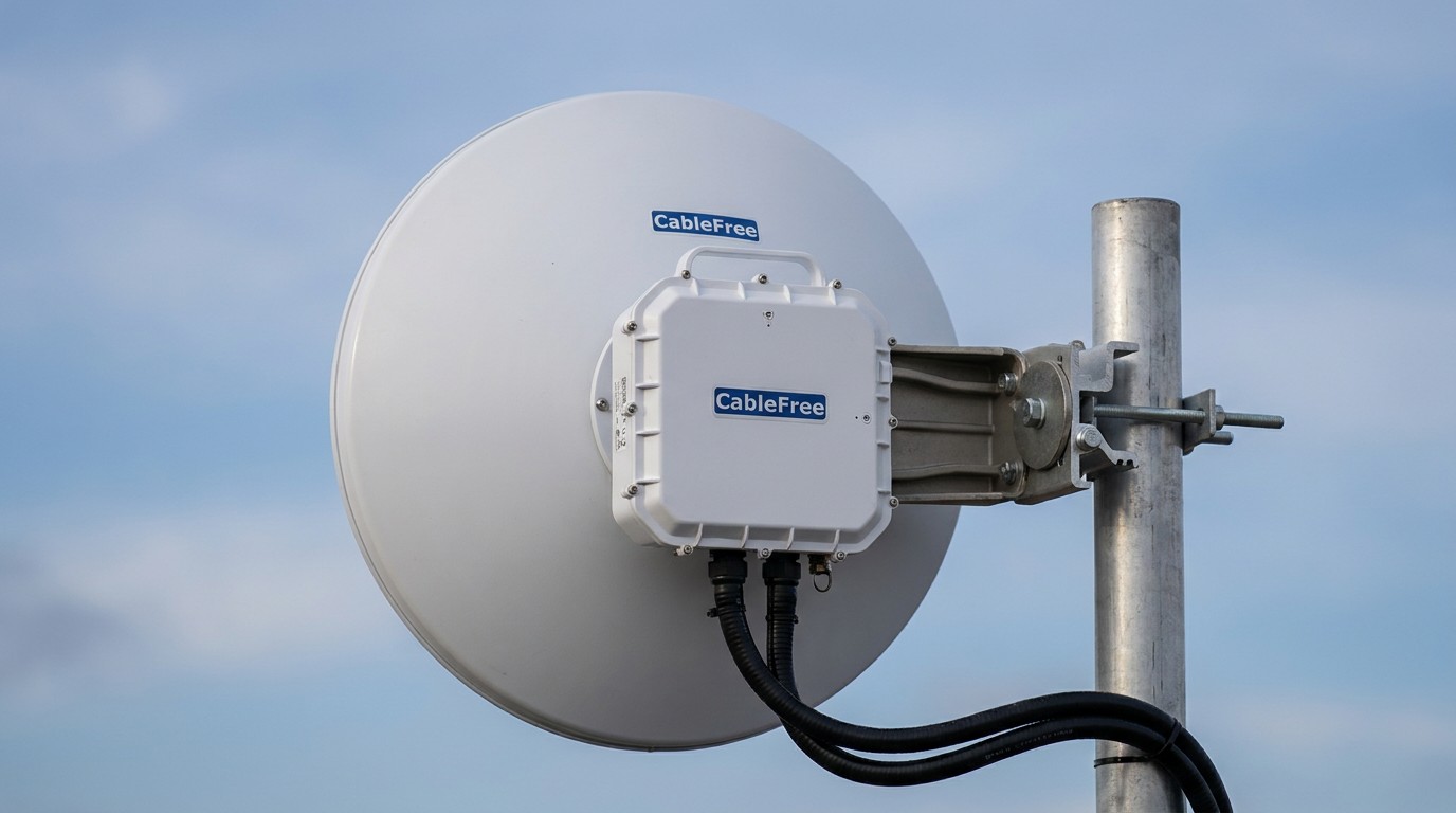 AI concept: connectivity dish close-up
