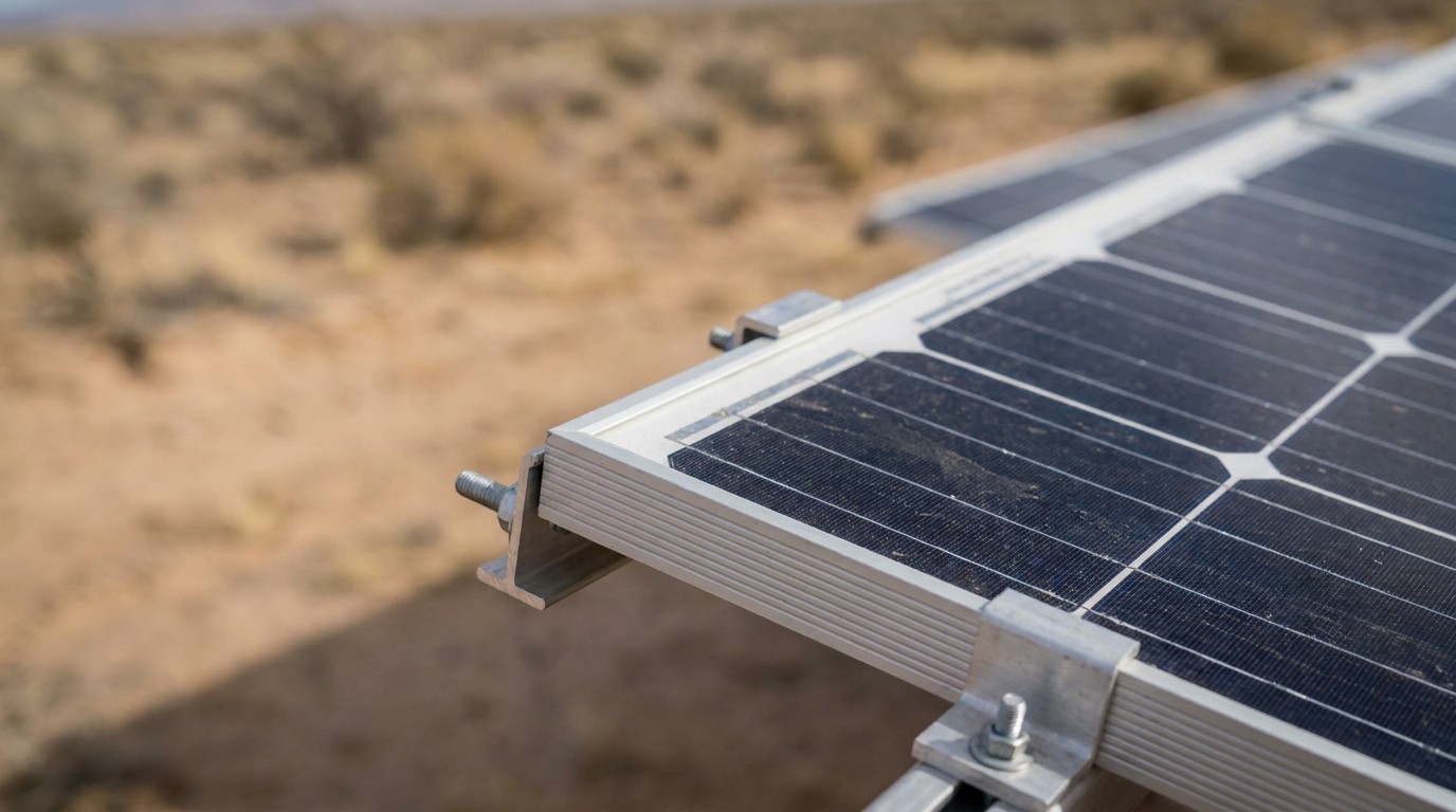AI concept: solar panel close-up