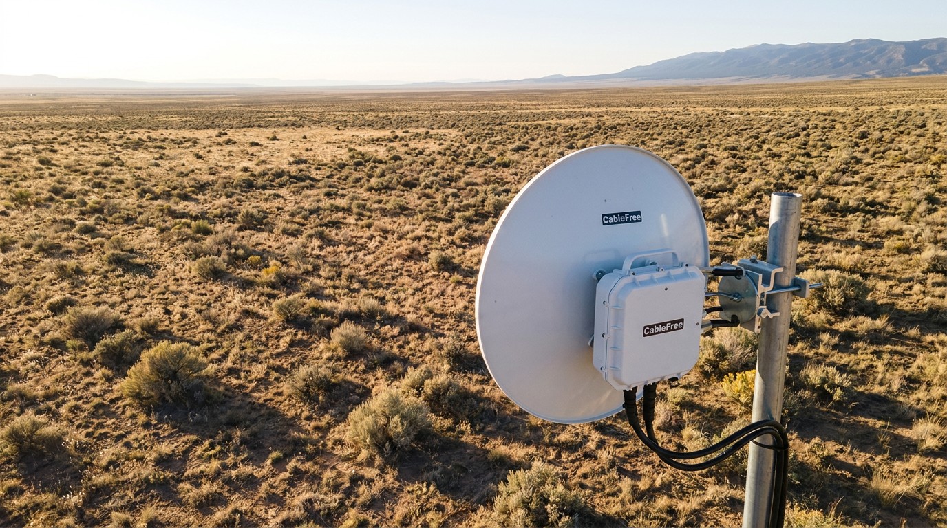 AI concept: connectivity dish on the open land