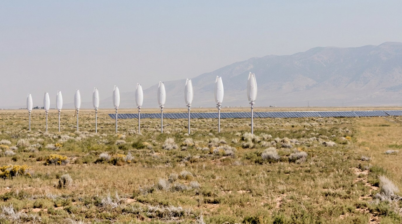 AI concept: turbines and solar together on-site